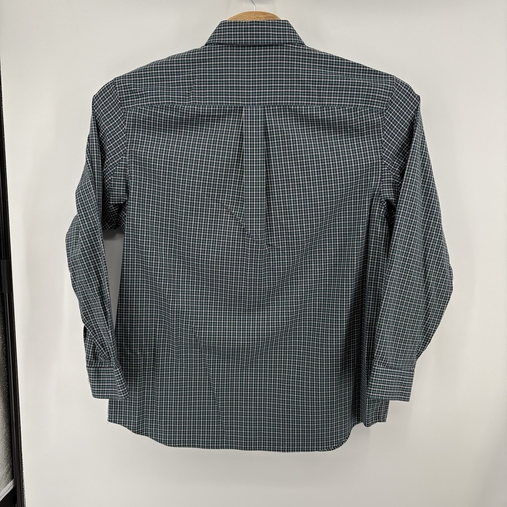 Duluth Trading Co Button Up Dress Shirt Men's L Dark Teal Blue Check Long Sleeve - Picture 7 of 10